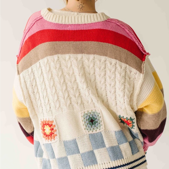 NANDRA BALLOON SLEEVE CARDIGAN IVORY MULTI - Picture 4 of 8